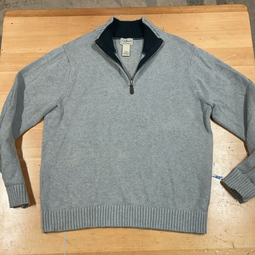 L.L.Bean men’s large size 1/4 zip gray sweater